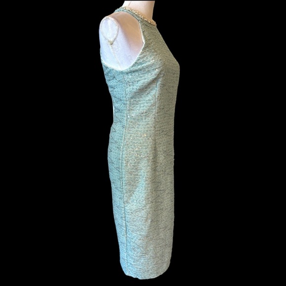 Aqua Blue Sequin Metallic Tweed Dress Small - Picture 9 of 11